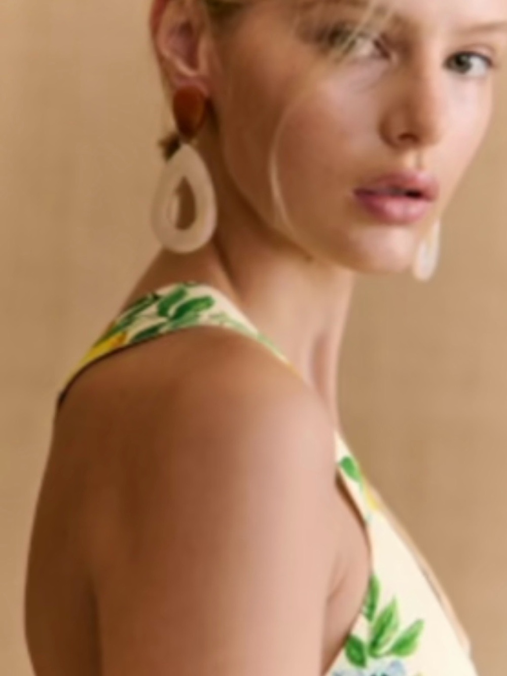 Sezane Cream and Brown Teardrop Earrings